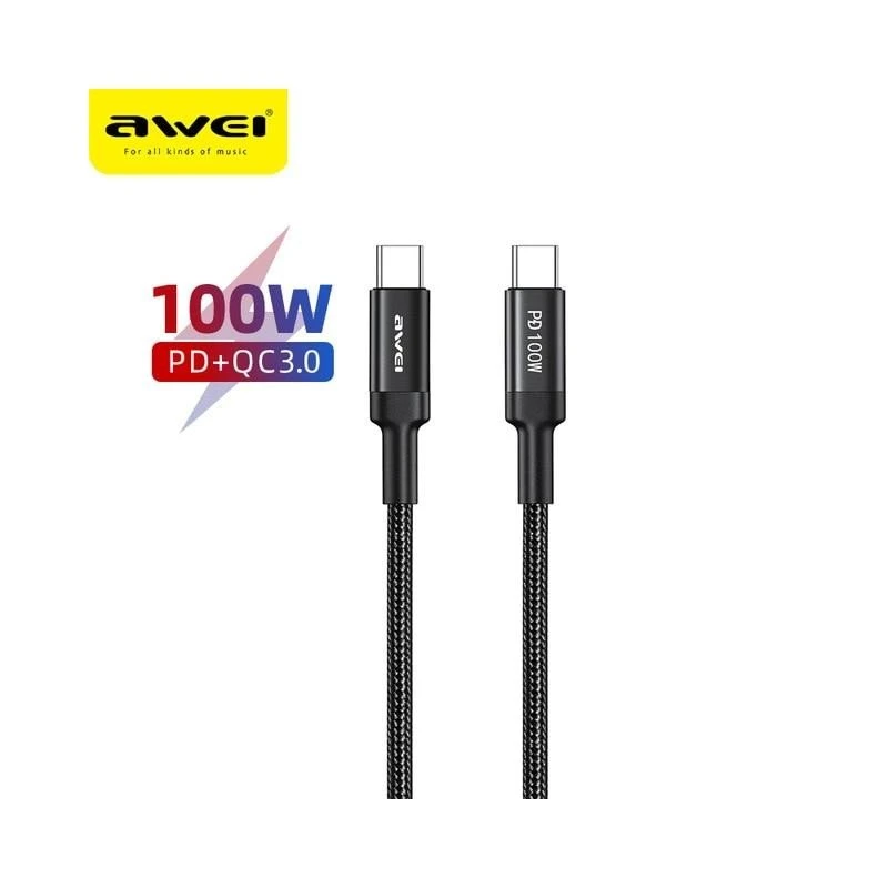 Кабель USB Type-C Awei CL-117T, 1m, Black, BOX