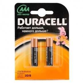 Батарейка Duracell Basic AAA LR03/MN2400, 1.5V, Alkaline, в блоке 2шт.