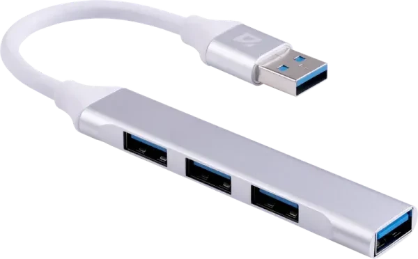 USB-хаб USB HUB 4-Port USB Defender HB-06, 3xUSB 2.0, USB 3.0, Silver