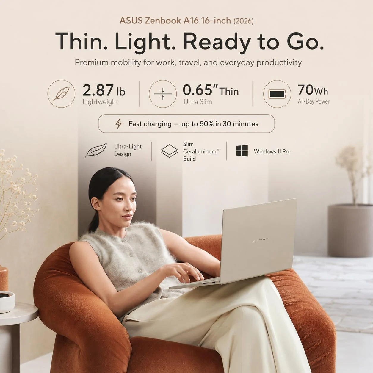 Ноутбук Asus Zenbook A / UX3607OA-SQ013W (90NB17W1-M003T0), Snapdragon X2E-94-100, 48 ГБ, 1000 ГБ, 16"