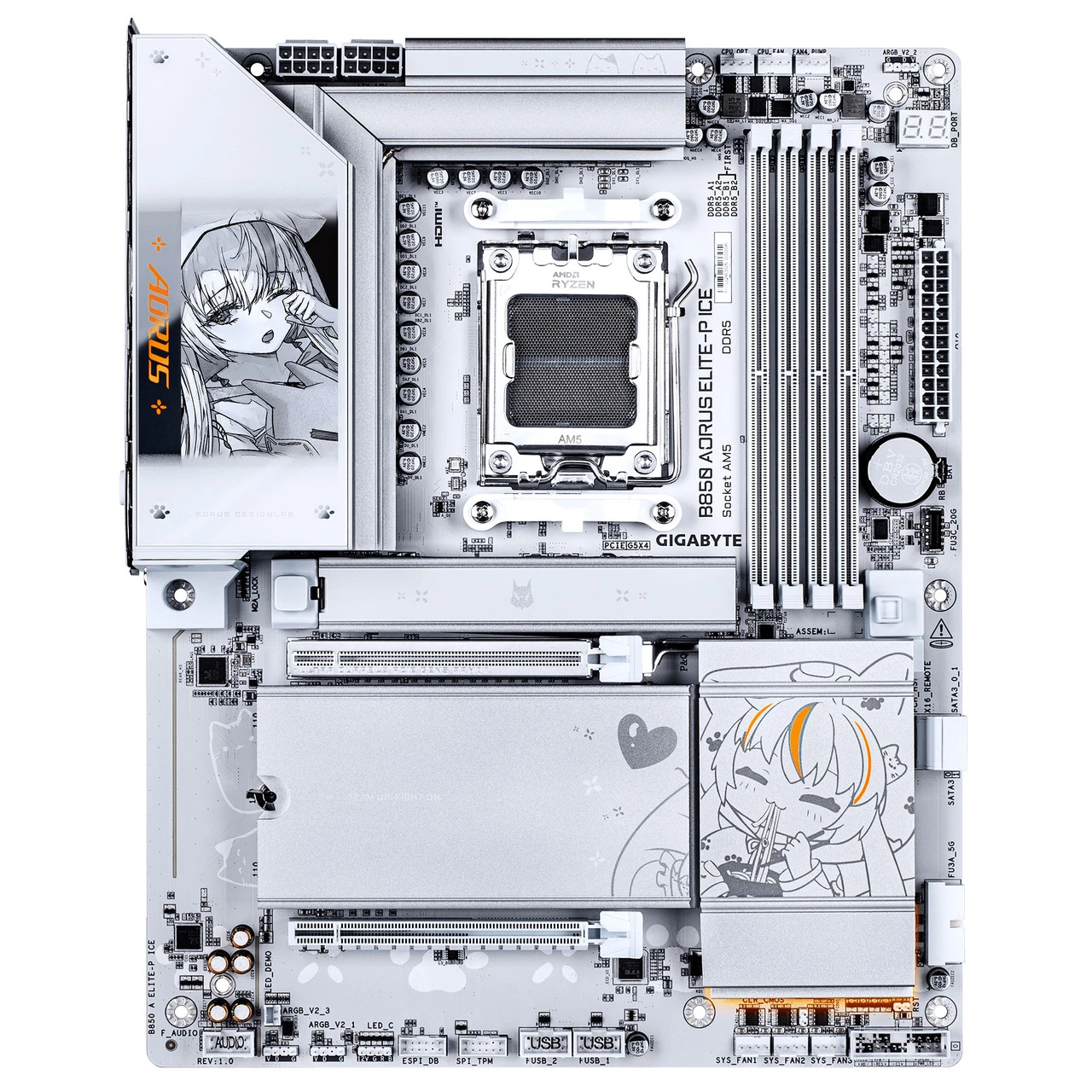 Материнская плата GIGABYTE B850 AORUS ELITE-P ICE, AM5, 4xDDR5, HDMI, 4xM.2, WiFi7, 5G LAN, BT, ATX — 2