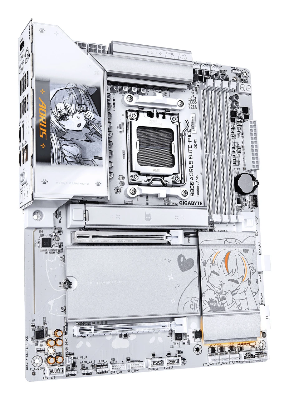 Материнская плата GIGABYTE B850 AORUS ELITE-P ICE, AM5, 4xDDR5, HDMI, 4xM.2, WiFi7, 5G LAN, BT, ATX — 3