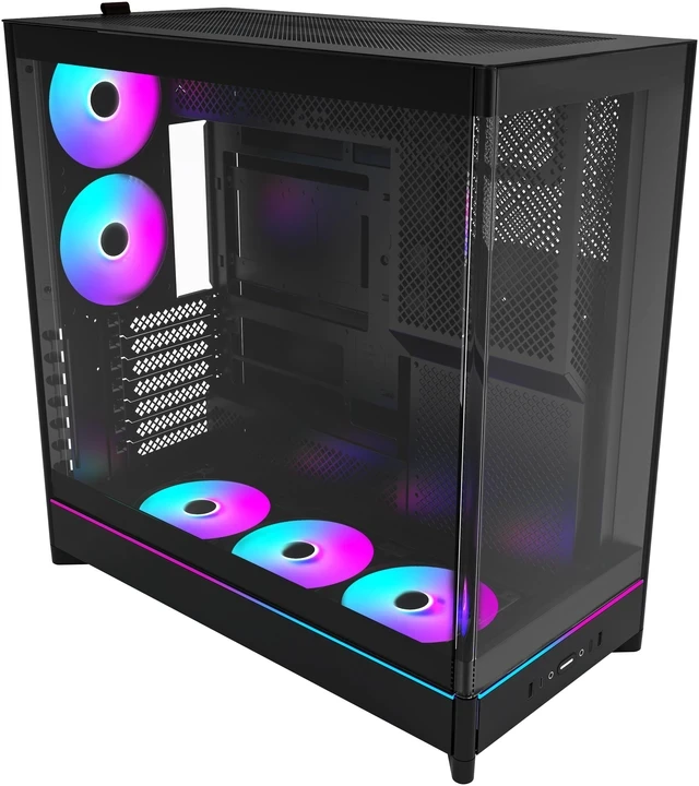 Корпус Montech HS02 PRO, Mid Tower, ATX/Micro-ATX/Mini-ITX (Back-Connect), Black, 2x3.5"/4x2.5", USB-C, 5 вент.