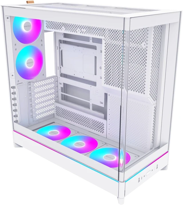 Корпус Montech HS02 PRO, Mid Tower, ATX/Micro-ATX/Mini-ITX (Back-Connect), White, 2x3.5"/4x2.5", USB-C, 5 вент.