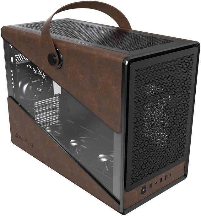 Корпус Montech HERITAGE PRO, Компактный (mATX), Micro-ATX/Mini-ITX (Back-Connect), Black, 1x3.5"/2x2.5", USB-C, 4 вент.