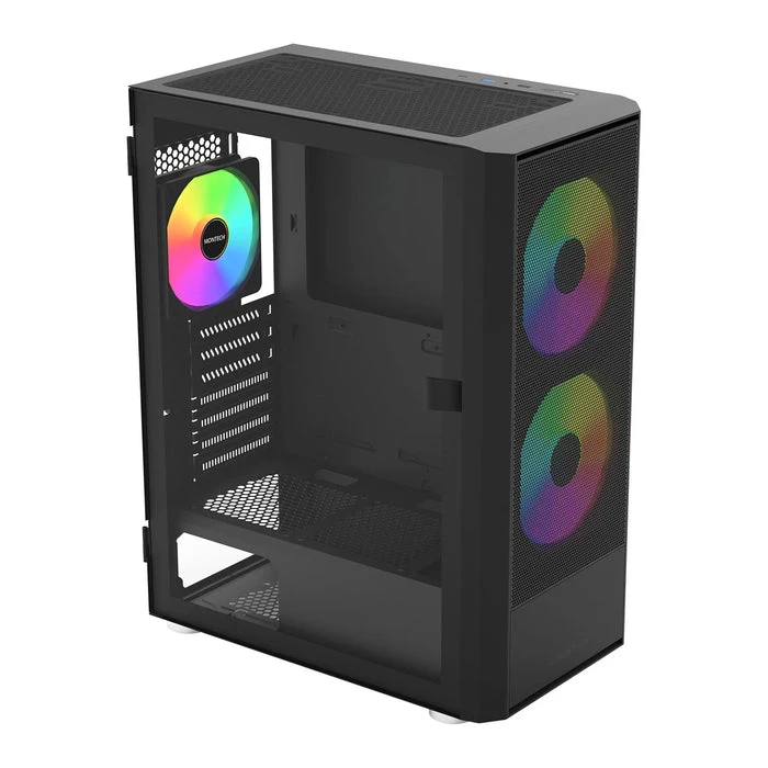 Корпус Montech X2 PLUS, Micro-ATX Tower, ATX/Micro-ATX/Mini-ITX, Black, 2x3.5"/4x2.5", USB-C, 3xARGB