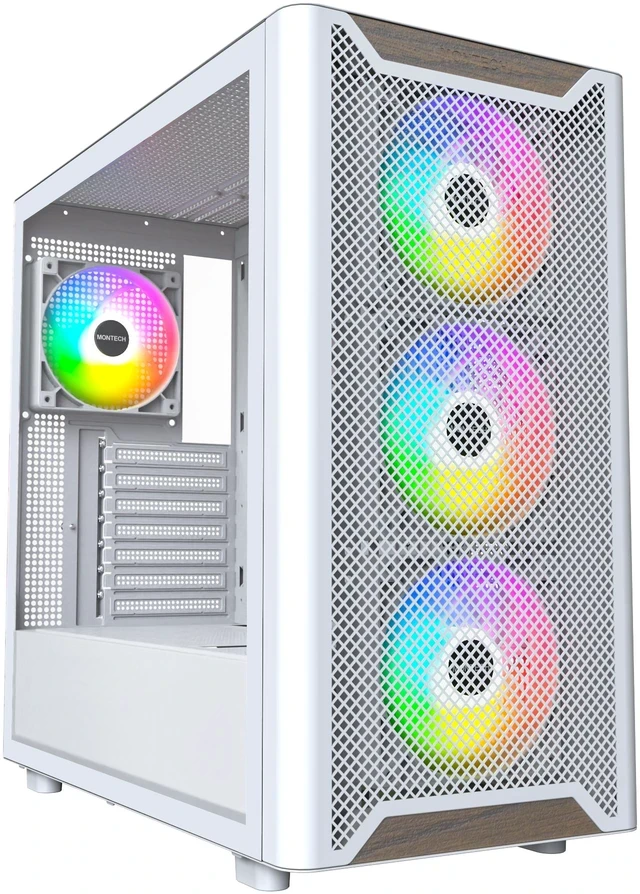 Корпус Montech XR WOOD, Mid Tower, ATX/Micro-ATX/Mini-ITX (Back-Connect), White, 2x3.5"/2x2.5", USB-C, 4xARGB