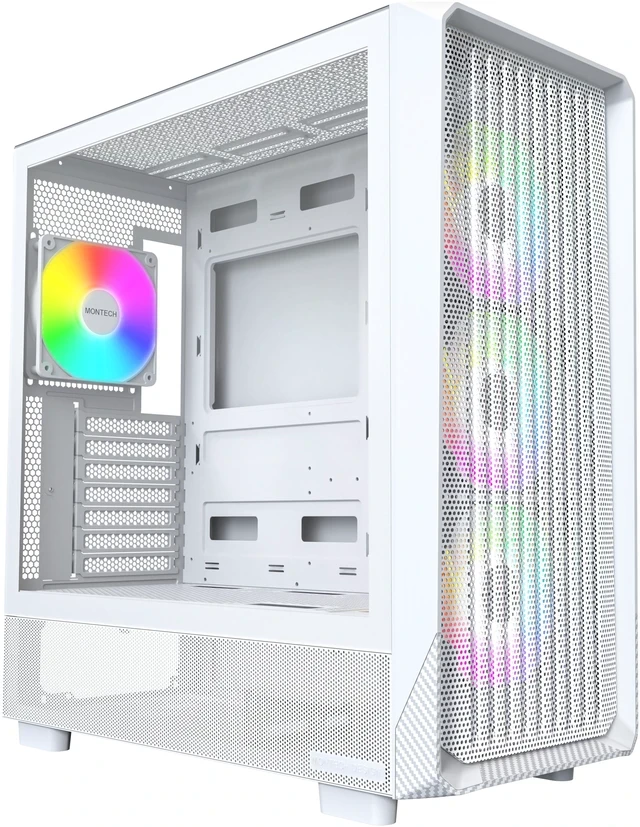 Корпус Montech X5, Mid Tower, E-ATX(SSI-CEB)/ATX/Micro-ATX/Mini-ITX, White, 2x3.5"/2x2.5", USB-C, 4 вент.
