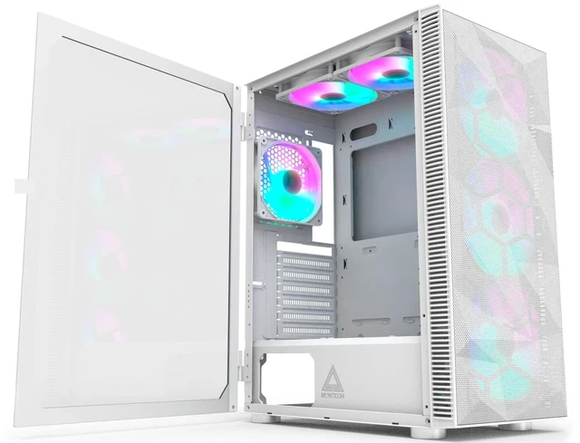 Корпус Montech X3 MESH, Micro-ATX Tower, ATX/Micro-ATX/Mini-ITX, White, 2x3.5"/4x2.5", 6xRGB