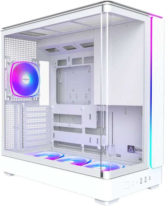 Корпус Montech KING 45 PRO, Mid Tower, ATX/Micro-ATX/Mini-ITX, White, 2x3.5"/2x2.5", USB-C, 4 вент.