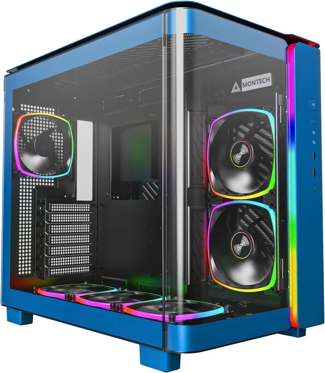 Корпус Montech KING 95 PRO, Mid Tower, ATX/Micro-ATX/Mini-ITX, Prussian Blue, 5x3.5"/8x2.5", USB-C, 6xARGB