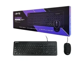 Комплект Qbyte KMW-02KZ, клавиатура + мышь, USB, RU/EN/KZ, чёрный