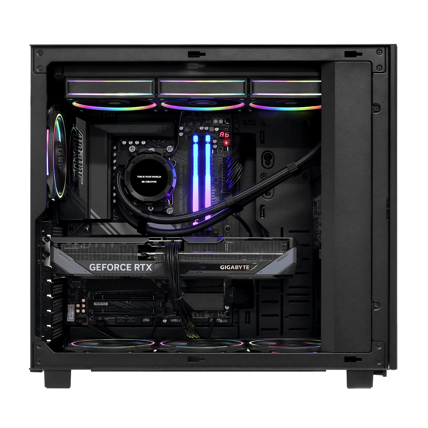 Настольный ПК Ryzen 7 9800X3D- 4.7GHz/X870E/RAM 64GB/SSD 2TB (M.2)/RTX5070-12GB/no DVD/850W/