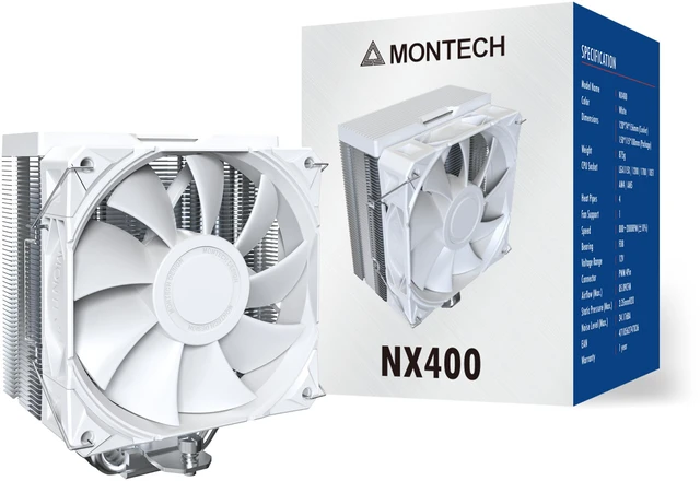 Вентилятор для процессора Montech NX400 (W) TDP 220W 4-pin 1851/1700/1200/115X/AM5/AM4 Белый
