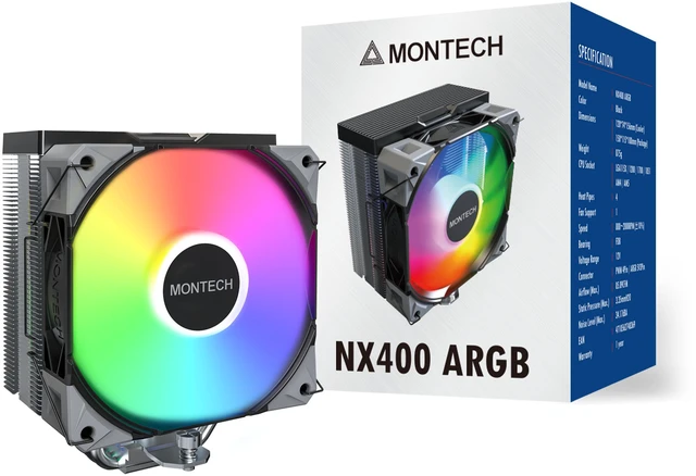 Вентилятор для процессора Montech NX400 ARGB (B) TDP 220W 4-pin 1851/1700/1200/115X/AM5/AM4 Черный