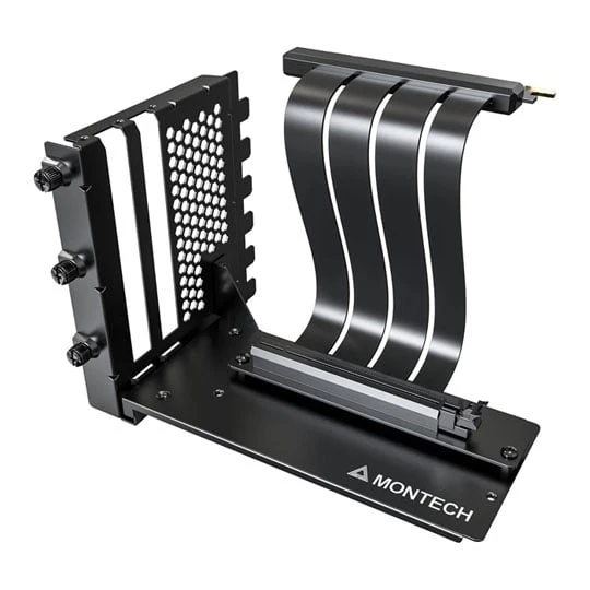 Montech VGM 2 (VGM2B), вертикальное крепление видеокарты с риайзер-кабелем PCIe, чёрный