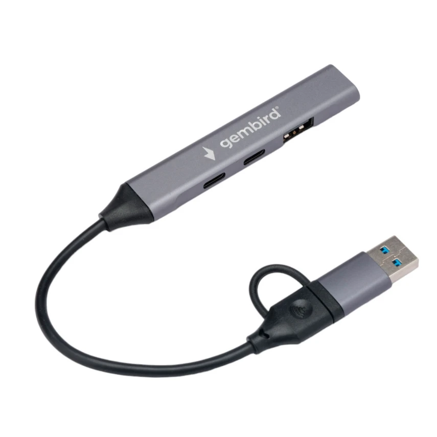 Gembird UHB-C444, USB-хаб 4 порта (2×Type-C + USB 3.0 + USB 2.0)