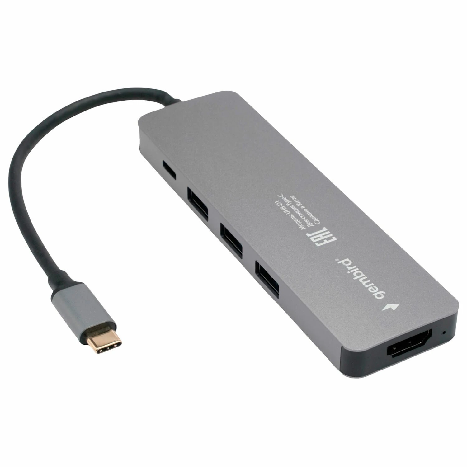 Gembird UHB-D1, док-станция Type-C 5-в-1 (3×USB 3.1 + PD 100W + HDMI)