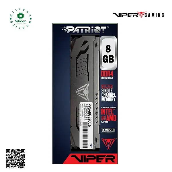 Модуль памяти Patriot Viper Steel, PVS48G360C8, DDR4, DIMM, 8Gb, 3600Mhz, CL18