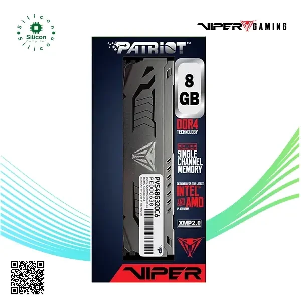 Модуль памяти Patriot Viper Steel, PVS48G320C6, DDR4 DIMM, 8Gb, 3200MHz, CL16