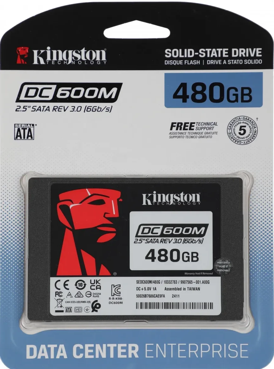 SSD накопитель SSD SATA  480 GB Kingston DC600M, SEDC600M/480G, SATA 6Gb/s — 3