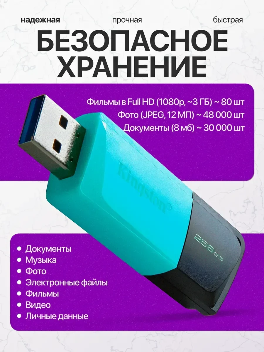 USB-накопитель Kingston DTXM/256GB 256GB Бирюзовый — 4