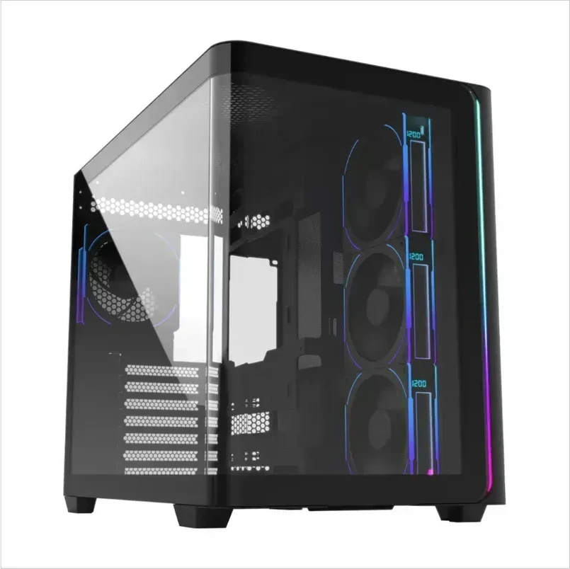 Кейс M580-BP, Panoramic ATX Mid Tower, ATX(BTF), M-ATX, Mini-ITX, USB3.0 x 2, Type-C, Curved Glass, Black