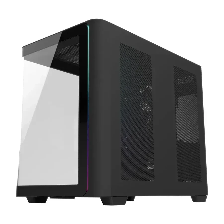 Кейс M580-BP, Panoramic ATX Mid Tower, ATX(BTF), M-ATX, Mini-ITX, USB3.0 x 2, Type-C, Curved Glass, Black — 2