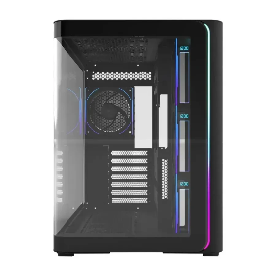 Кейс M580-BP, Panoramic ATX Mid Tower, ATX(BTF), M-ATX, Mini-ITX, USB3.0 x 2, Type-C, Curved Glass, Black — 3