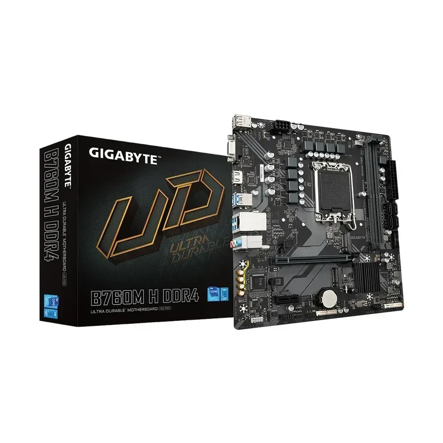 Материнская плата GIGABYTE B760M H DDR4, LGA1700, B760, D-SUB+HDMI, 2xDDR4, 2xM.2, 4xSATA