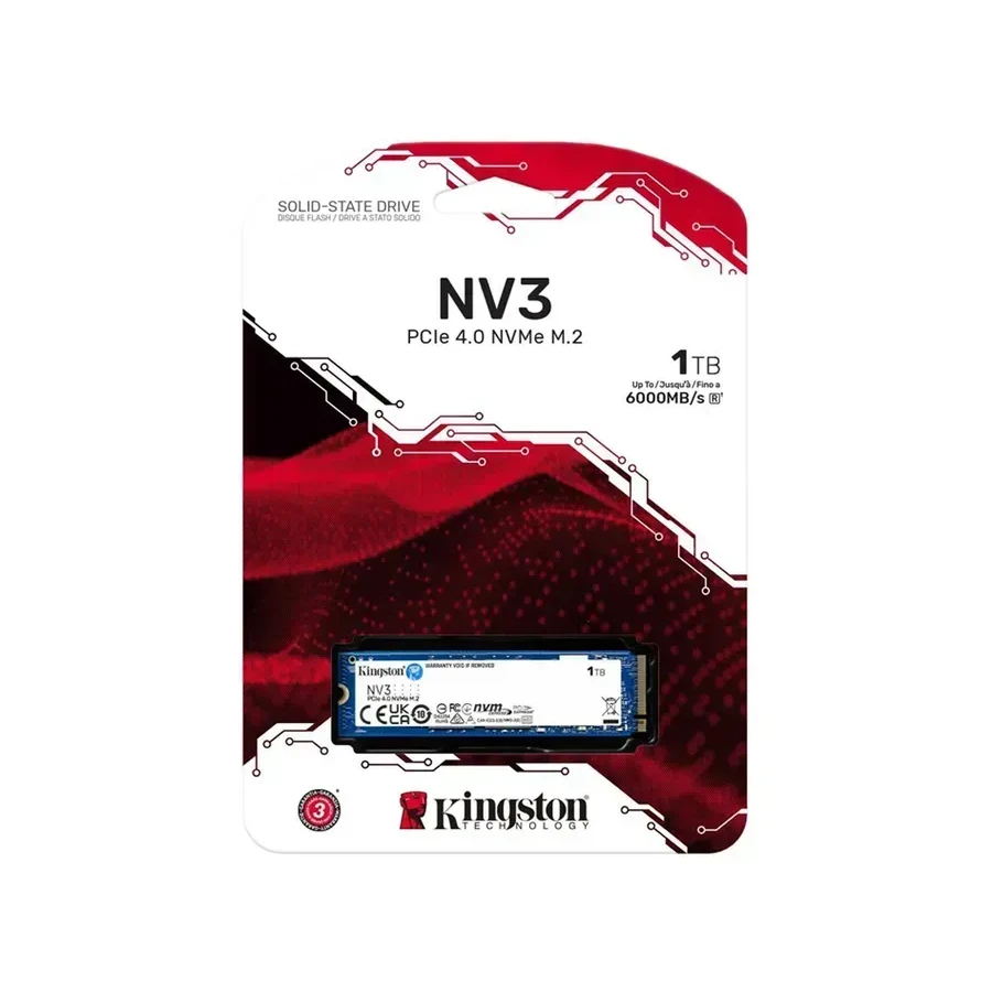 Твердотельный накопитель 1000GB SSD Kingston SNV3S/1000GBK M.2 2280 Gen4x4 NVMe R6000/W4000, BULK — 3