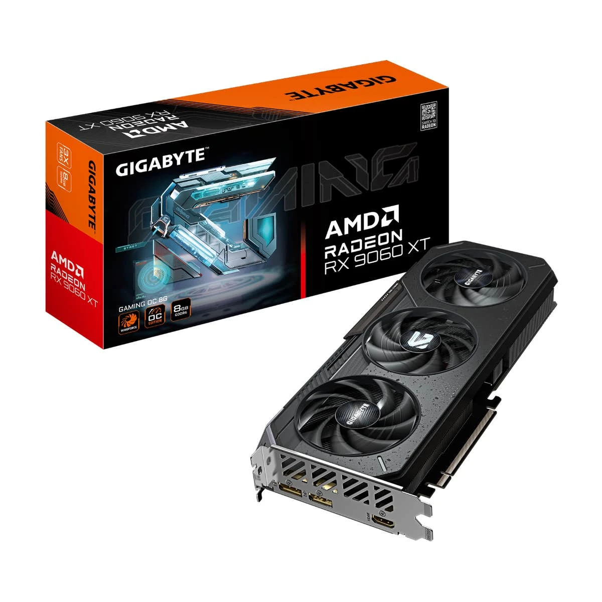 Видеокарта Gigabyte GV-R9060XTGAMING OC-8GD, 8Gb GDDR6, 128bit, HDMI, DP, BOX