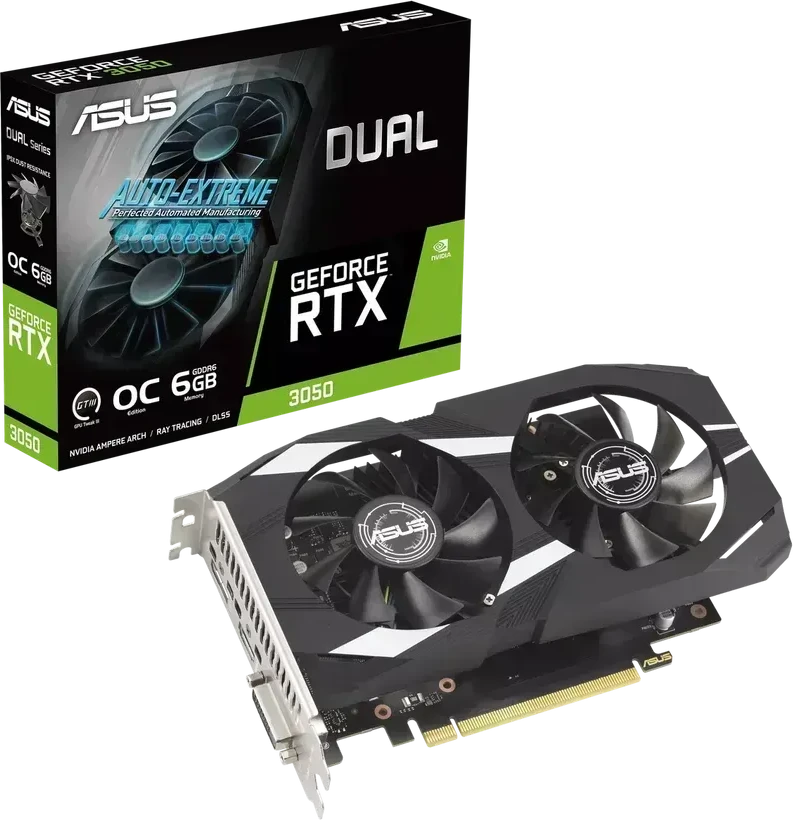 Видеокарта ASUS GeForce RTX 3050 OC GDDR6 6GB 96-bit DVI HDMI DP DUAL-RTX3050-O6G — 2
