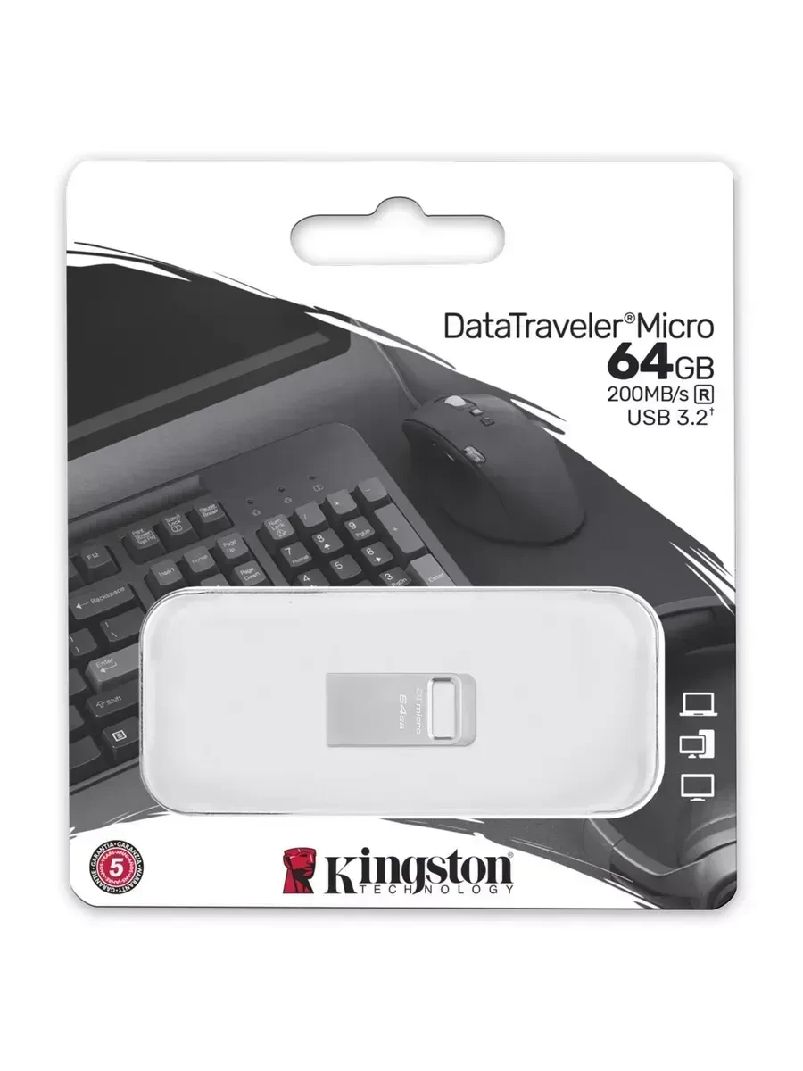 USB-флешка Kingston 64GB DataTraveler Micro 200MB/s Metal USB 3.2 Gen 1 — 3