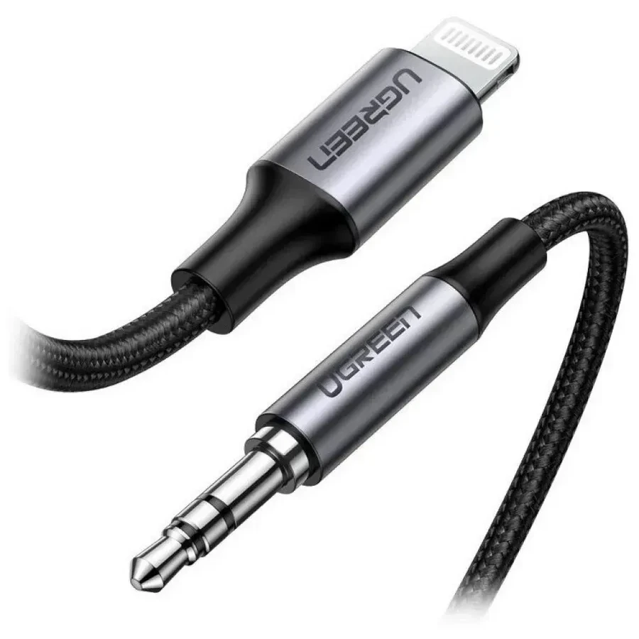 Адаптер UGREEN US315 Lightning to 3.5mm Audio Adapter Aluminium Braided, 2m, 70862