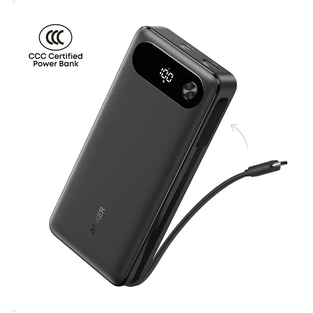 Портативный внешний аккумулятор Anker 20000mAh (72Wh, 87W, Built-In USB-C Cable) (A1383H11) Черный