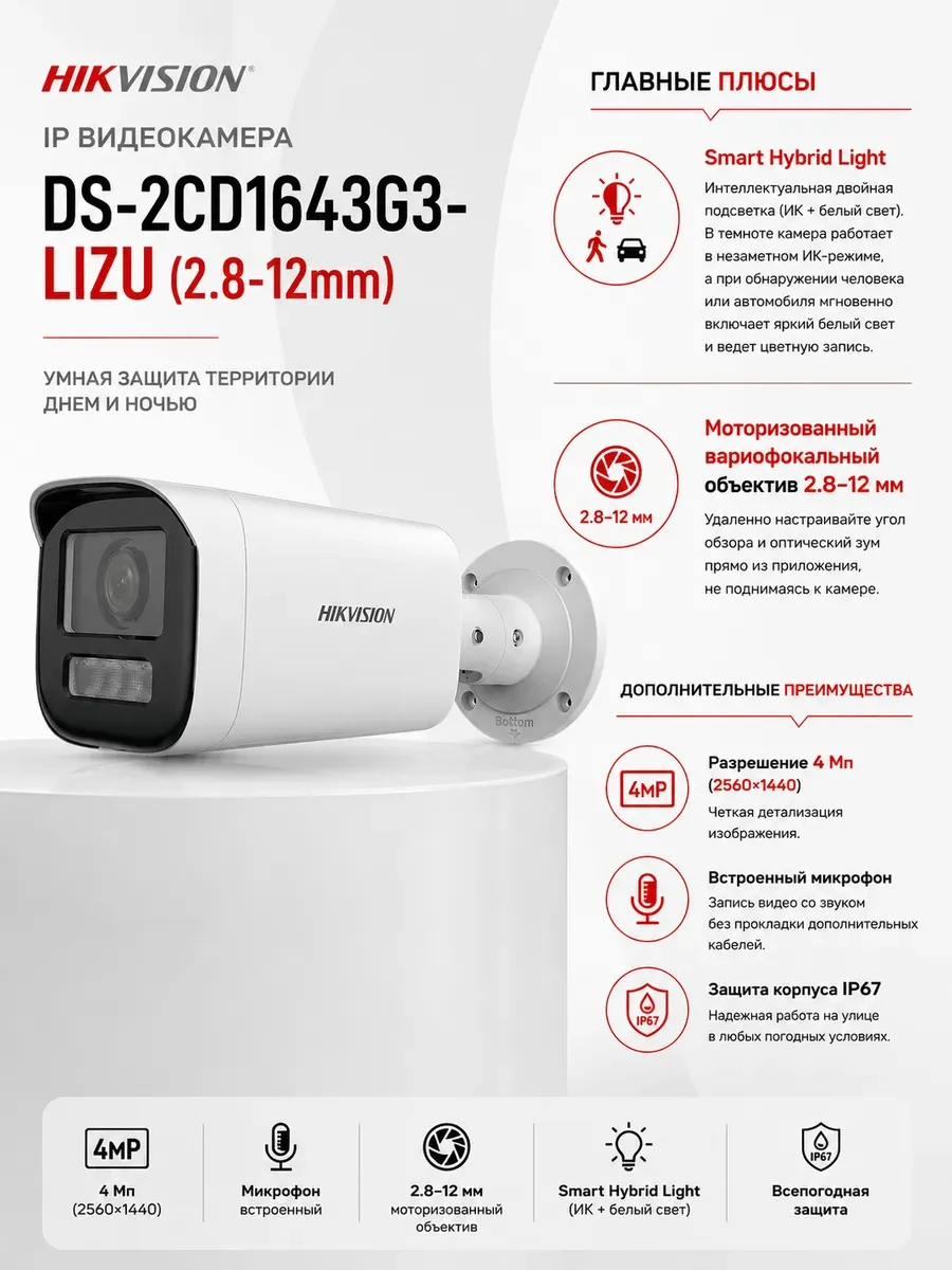 IP видеокамера Hikvision DS-2CD1643G3-LIZU(2.8-12mm)