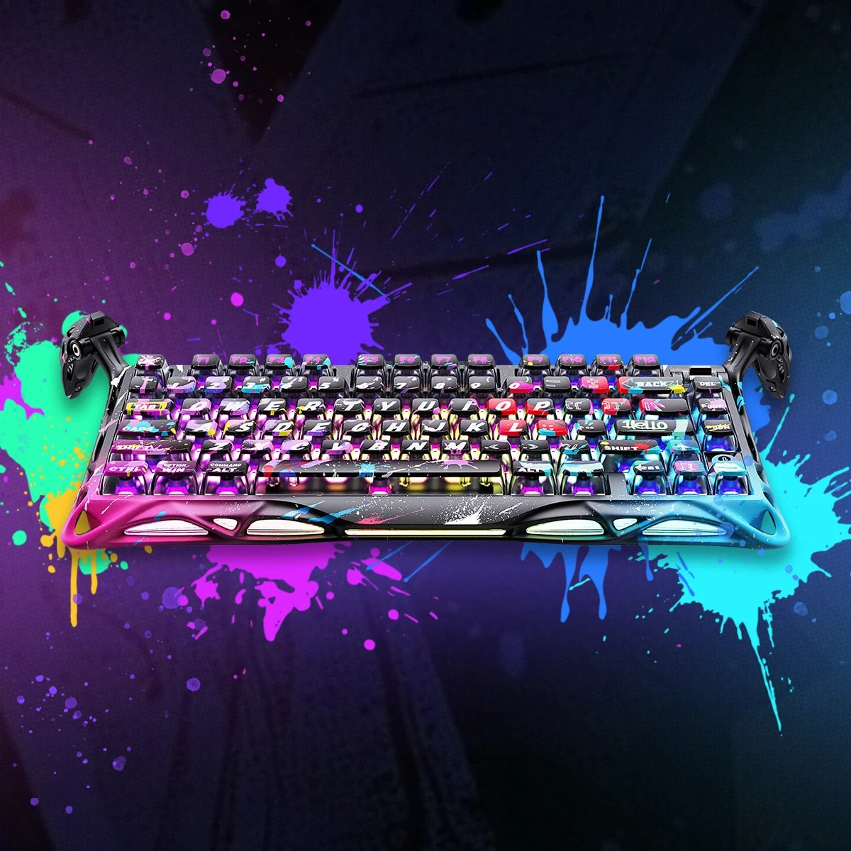 Клавиатура GravaStar Mercury V75 Pro, Neon Graffiti, Magnetic Switch, 79 keys EN/RU, USB cable