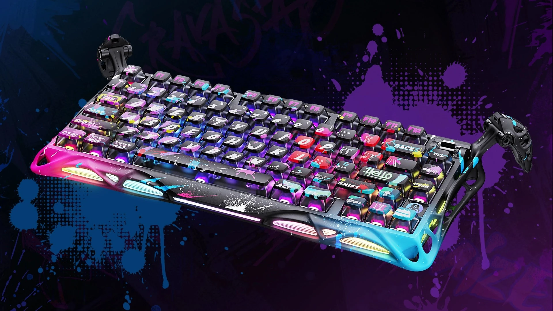 Клавиатура GravaStar Mercury V75 Pro, Neon Graffiti, Magnetic Switch, 79 keys EN/RU, USB cable — 4