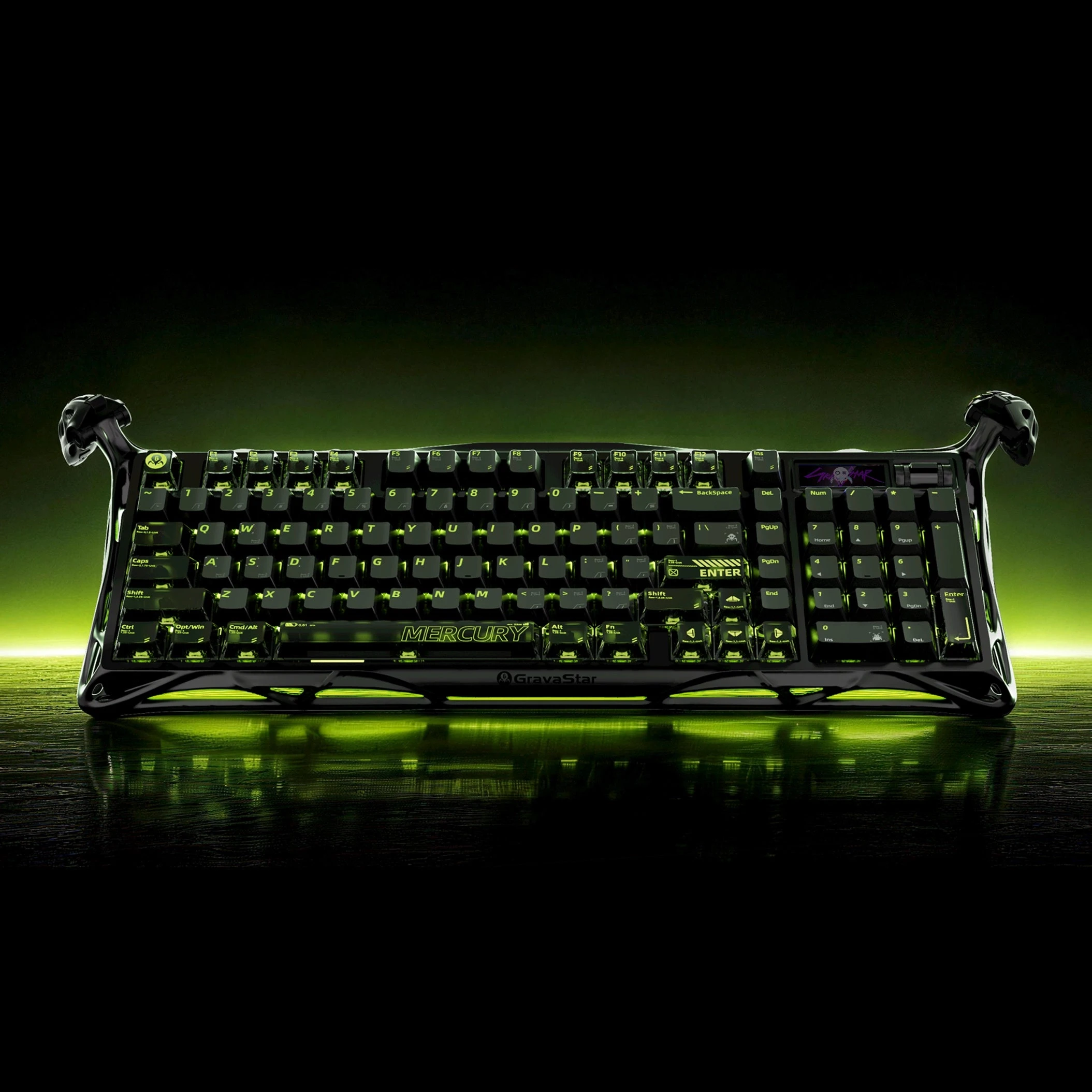 Клавиатура GravaStar Mercury K98 Pro, Phantom Black, Mechanical, 98 keys EN/RU, USB/BT/2.4GHz