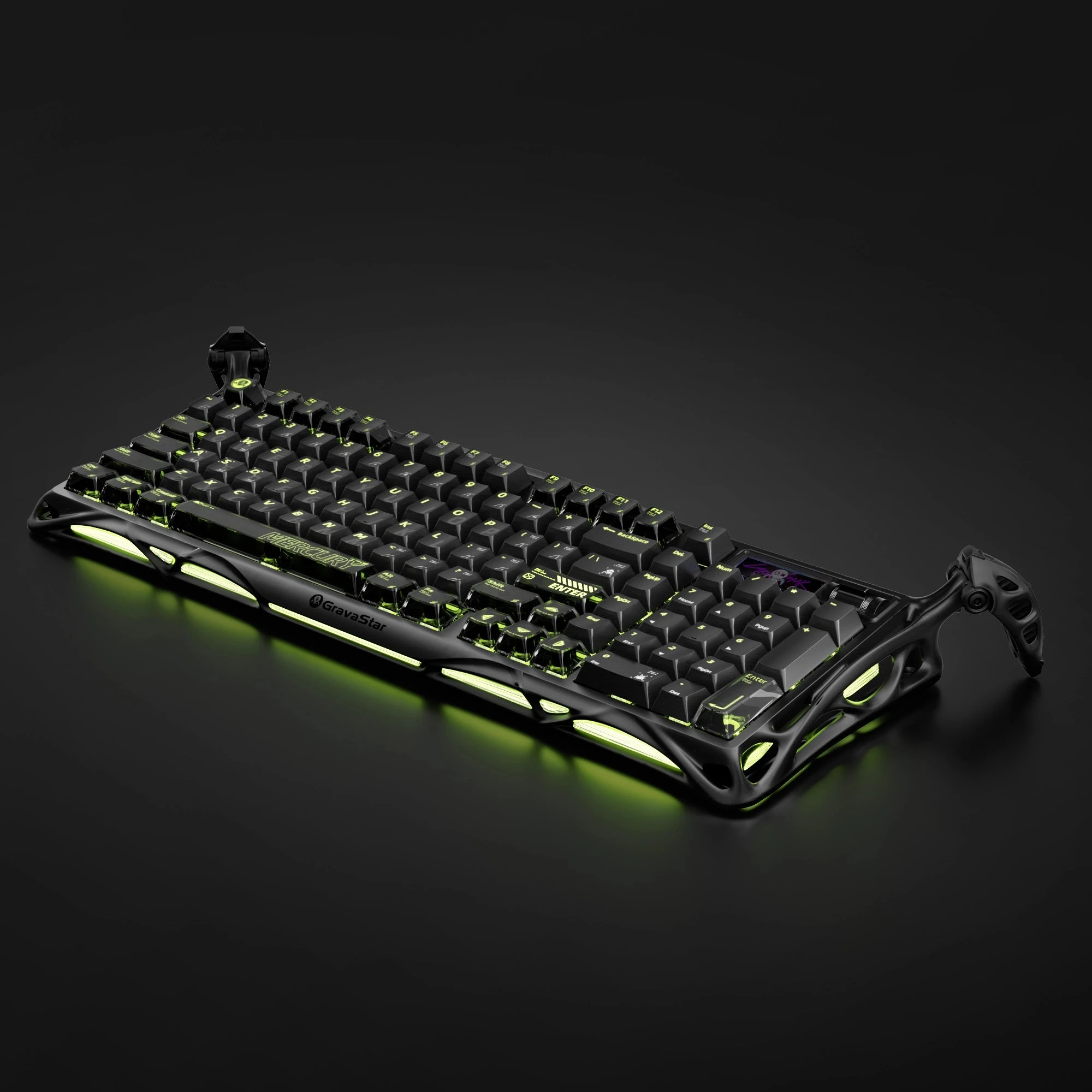 Клавиатура GravaStar Mercury K98 Pro, Phantom Black, Mechanical, 98 keys EN/RU, USB/BT/2.4GHz — 2