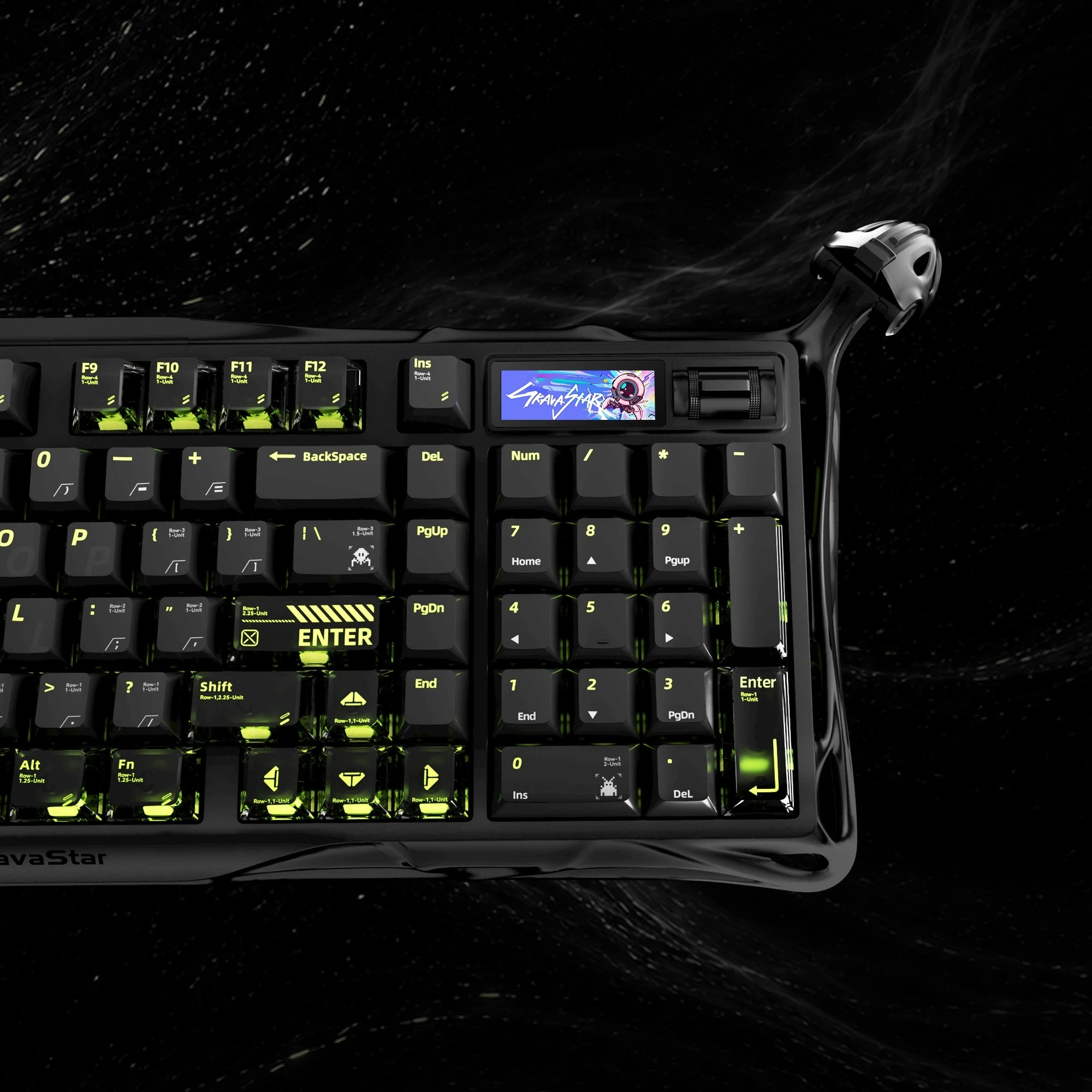 Клавиатура GravaStar Mercury K98 Pro, Phantom Black, Mechanical, 98 keys EN/RU, USB/BT/2.4GHz — 3