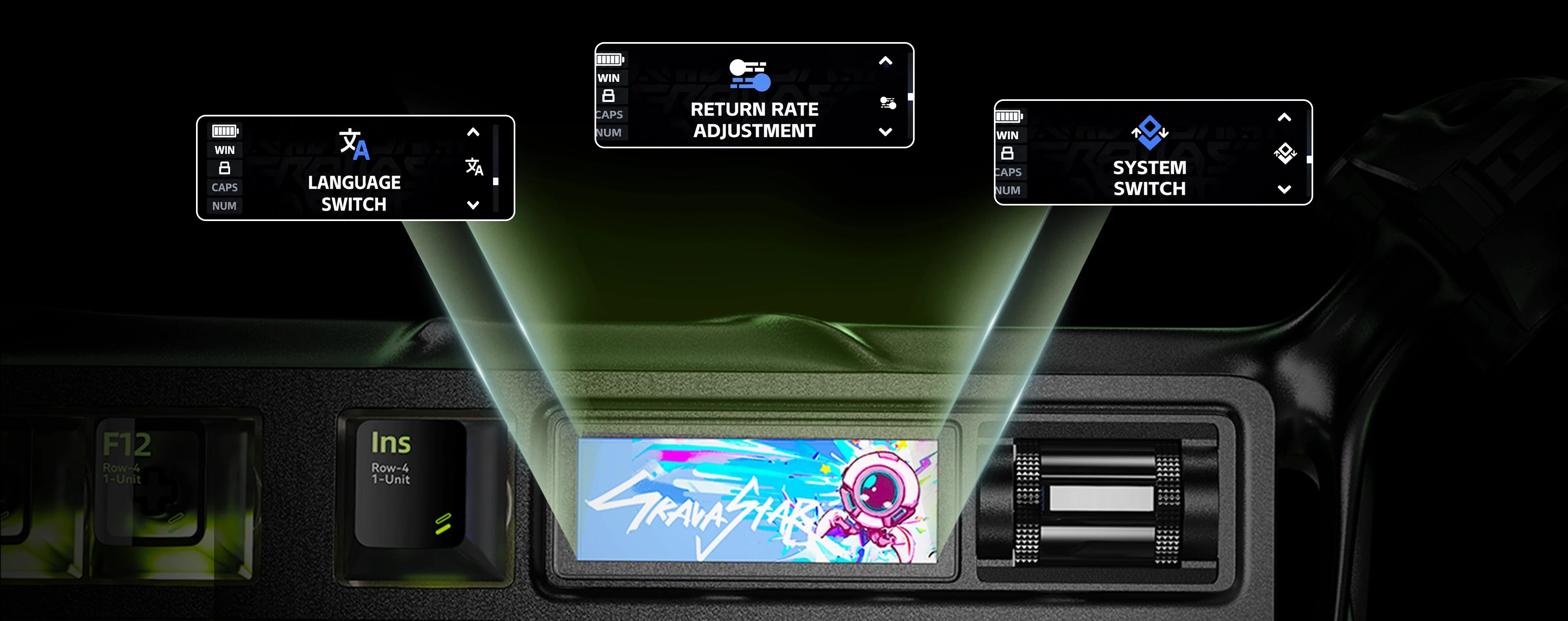 Клавиатура GravaStar Mercury K98 Pro, Phantom Black, Mechanical, 98 keys EN/RU, USB/BT/2.4GHz — 5