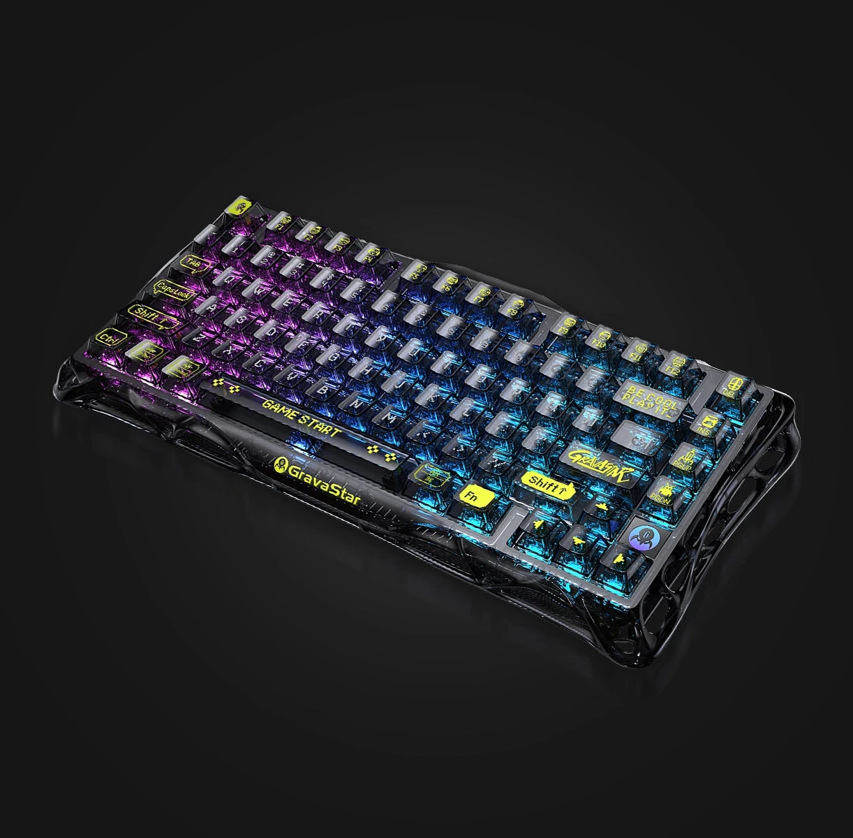 Клавиатура GravaStar Mercury K1 Lite, Transparent Black, Mechanical, 80 keys EN, USB/BT/2.4GHz — 2