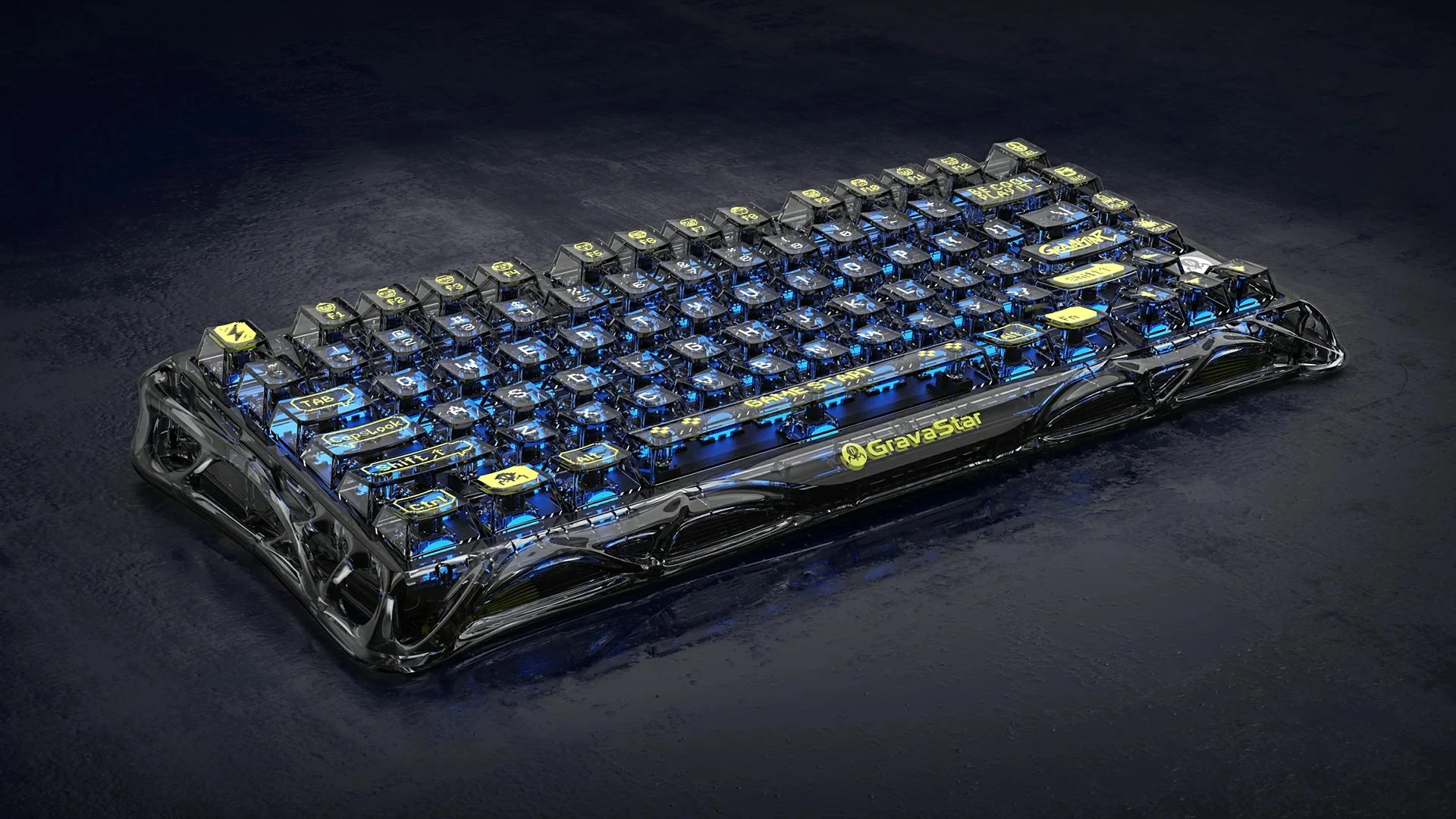 Клавиатура GravaStar Mercury K1 Lite, Transparent Black, Mechanical, 80 keys EN, USB/BT/2.4GHz — 3