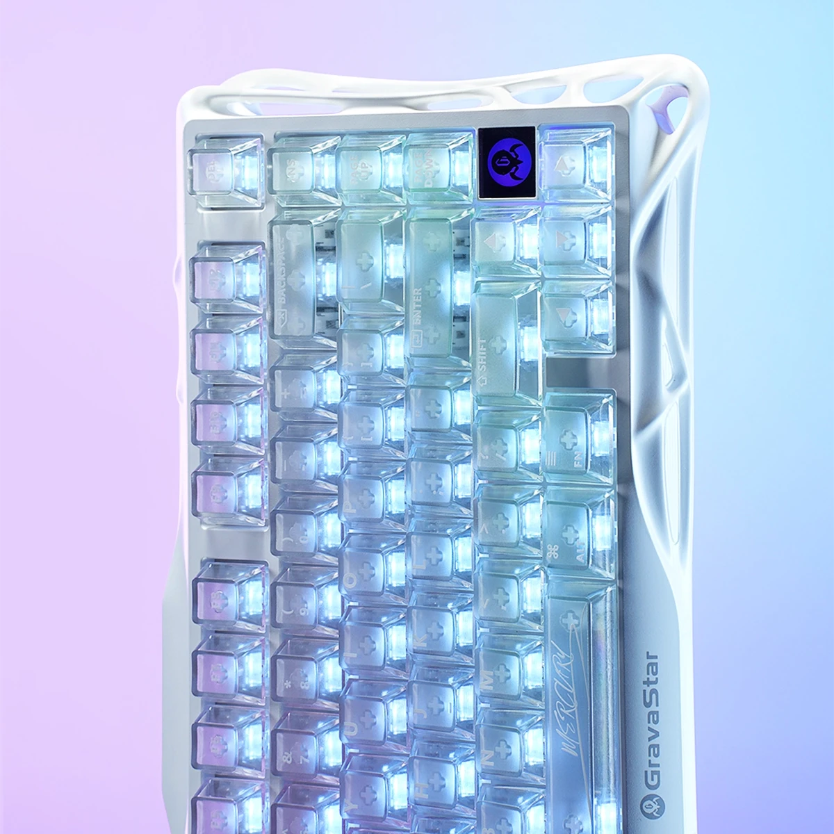 Клавиатура GravaStar Mercury K1 Lite, Crystal Aurora, Mechanical, 80 keys EN, USB/BT/2.4GHz — 2