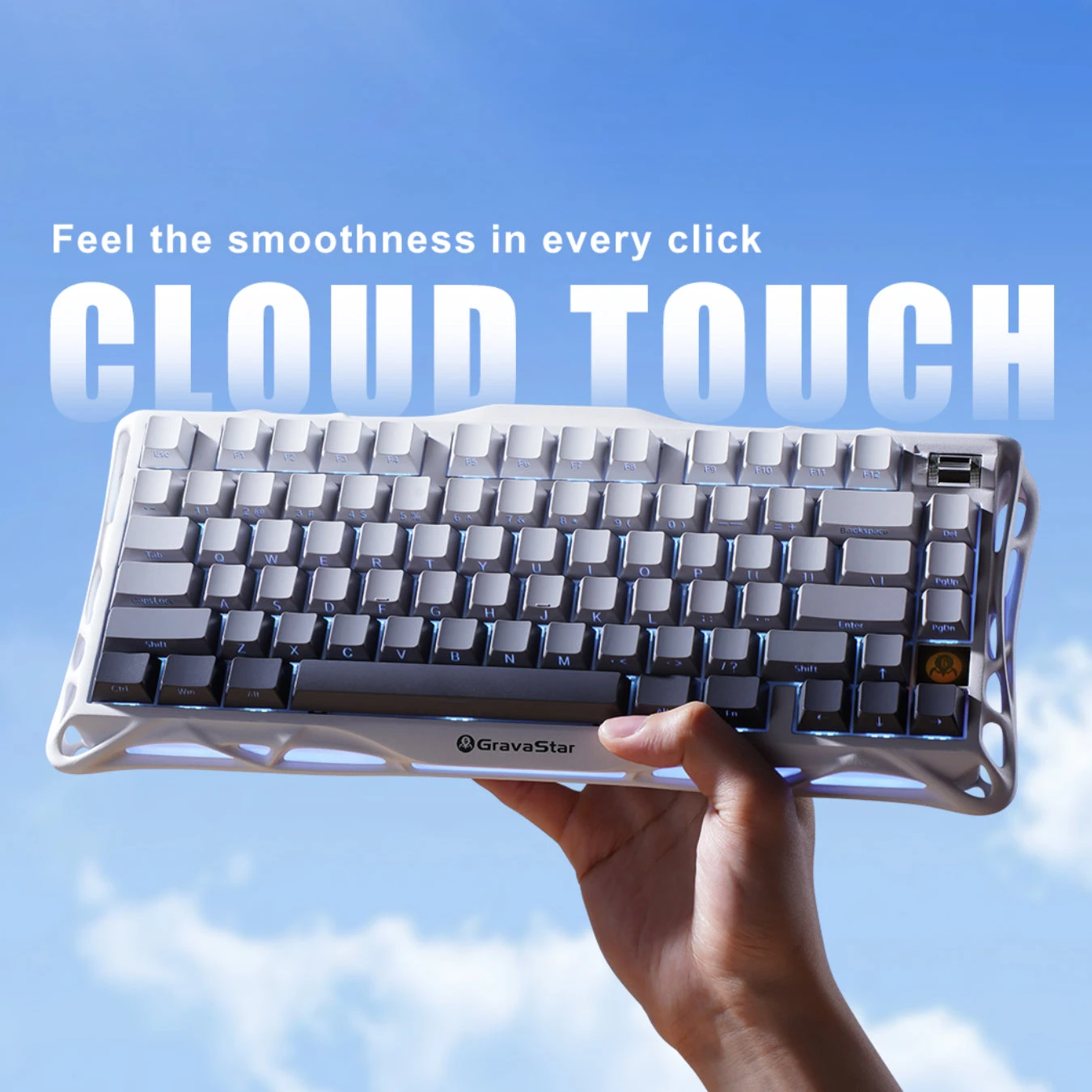 Клавиатура GravaStar Mercury K1, Gradient White, Mechanical, 79 keys EN, USB/BT/2.4GHz