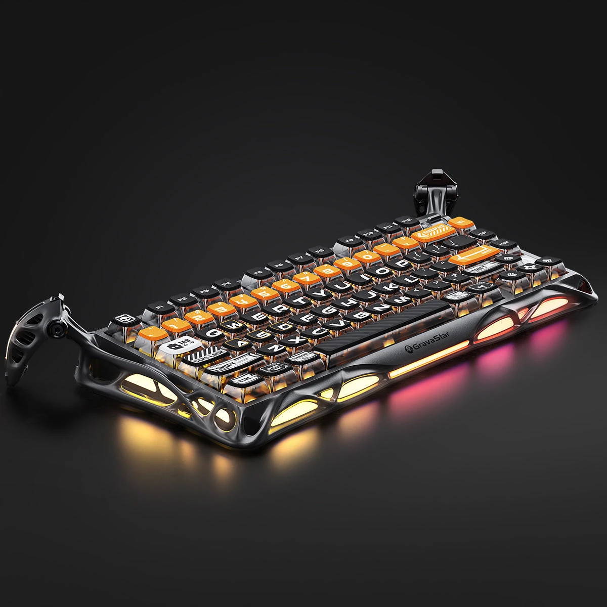 Клавиатура GravaStar Mercury K1 Pro, CyberFlare, Mechanical, 79 keys EN, USB/BT/2.4GHz