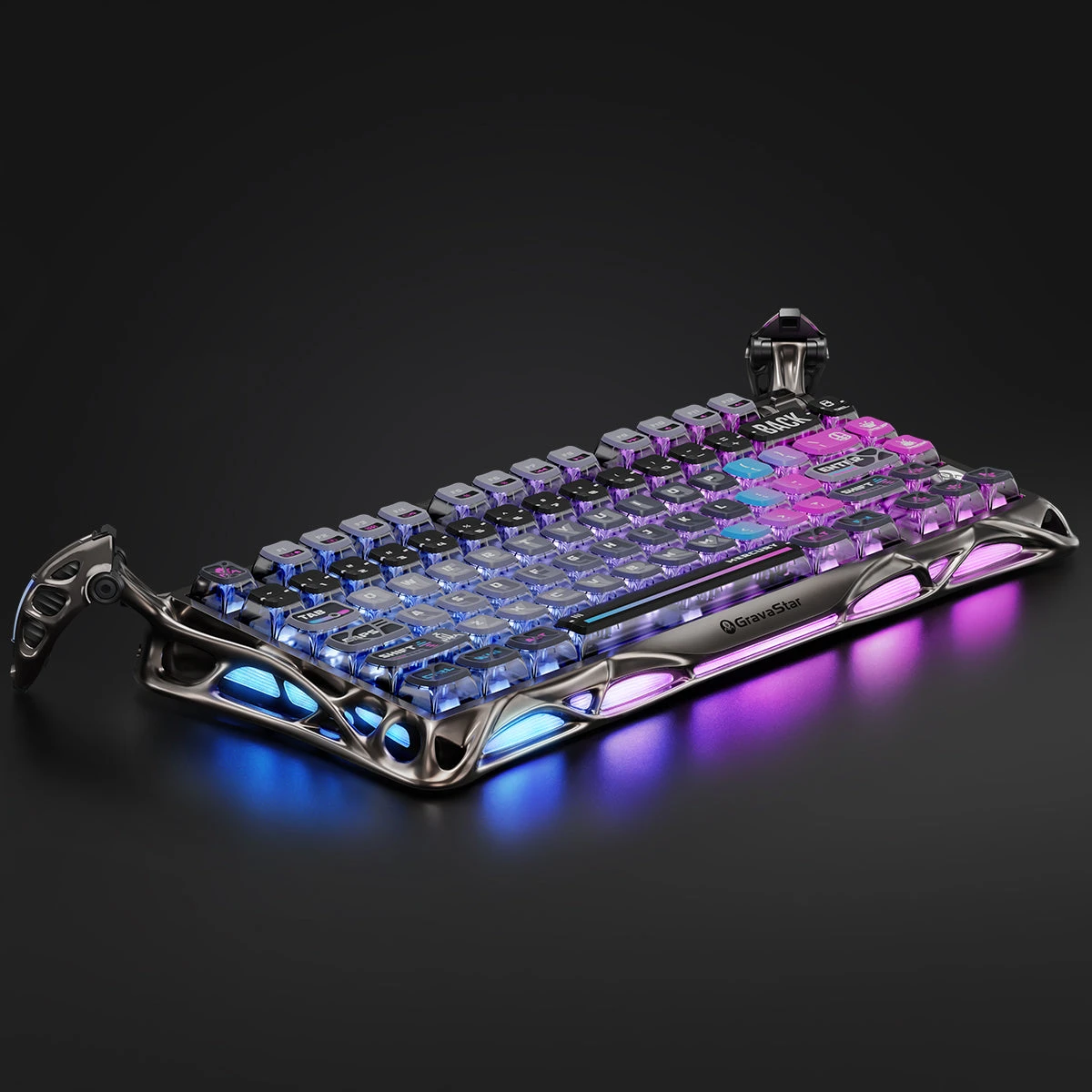 Клавиатура GravaStar Mercury K1 Pro, Cyberpunk, Mechanical, 79 keys EN/RU, USB/BT/2.4GHz