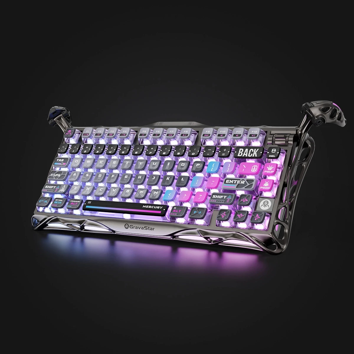 Клавиатура GravaStar Mercury K1 Pro, Cyberpunk, Mechanical, 79 keys EN/RU, USB/BT/2.4GHz — 2